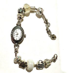 WHITE EUROPEAN BEADED WATCH